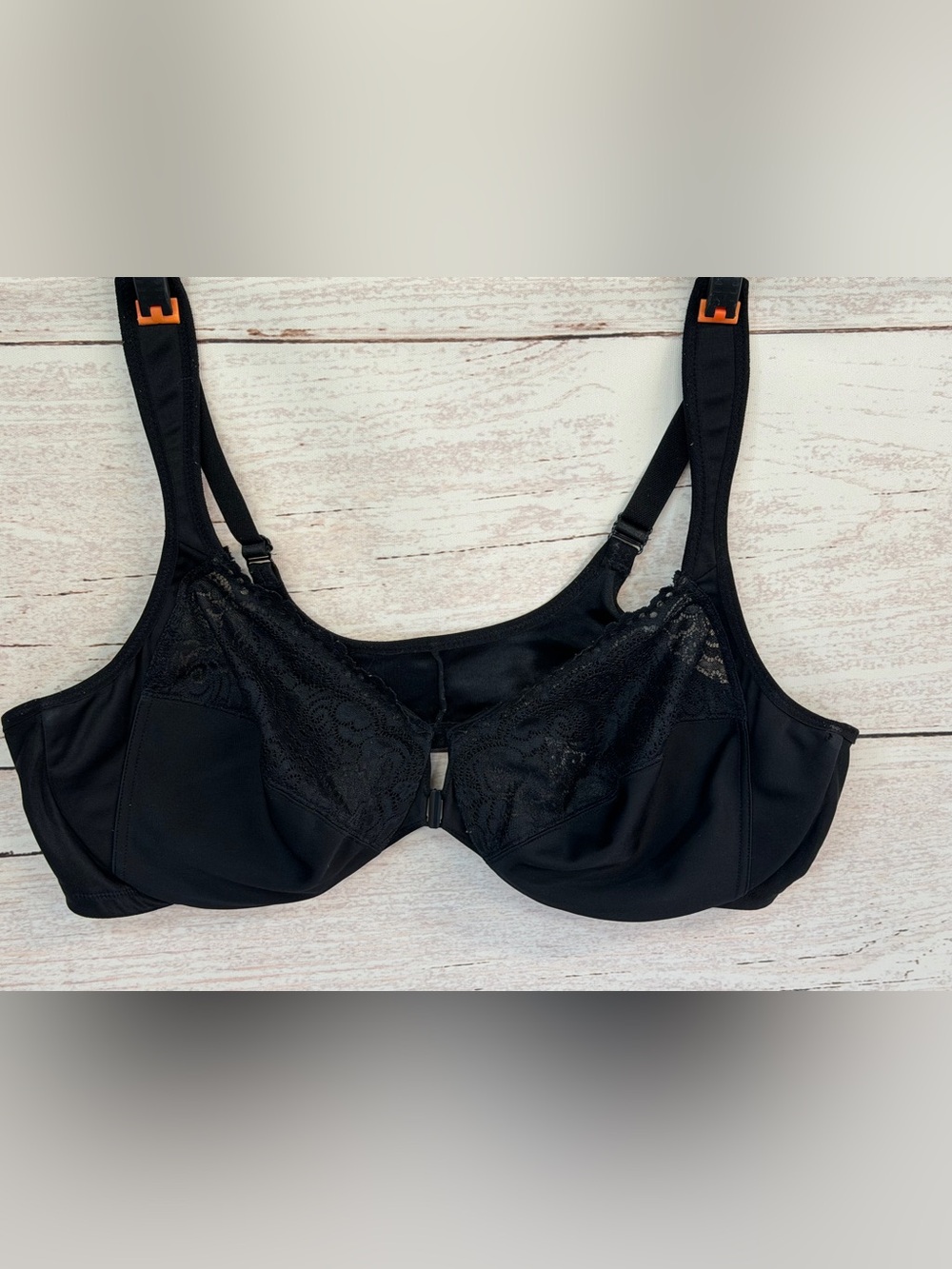 Glamorise Black Lace Front-Closure Support Bra